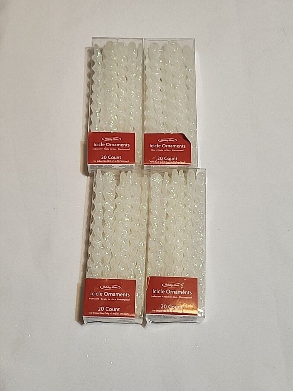 Holiday Home Icicle Ornaments White 4 Packs 20 * 4 = 80 Total